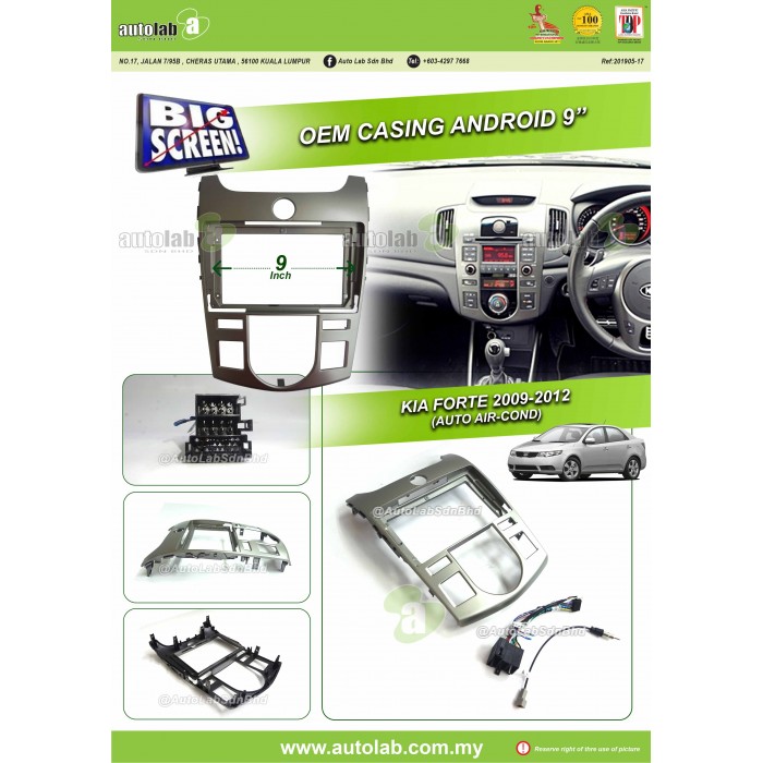 Big Screen Casing Android - Kia Forte (Auto Air-Cond) 2009-2012 (9inch)